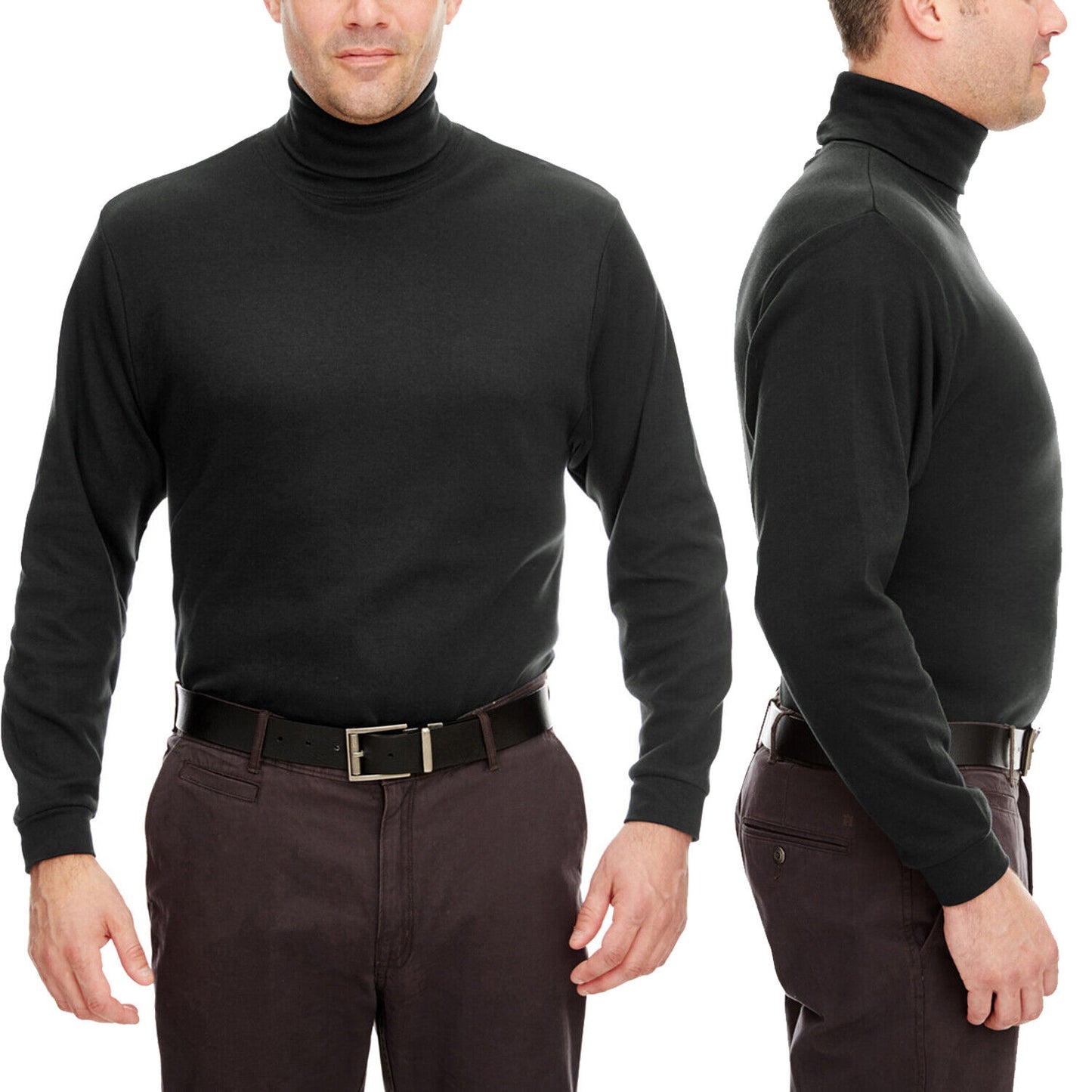 Mens Egyptian Cotton Long Sleeve Turtleneck Pill Resistant S, M, L, XL, 2XL, 3XL