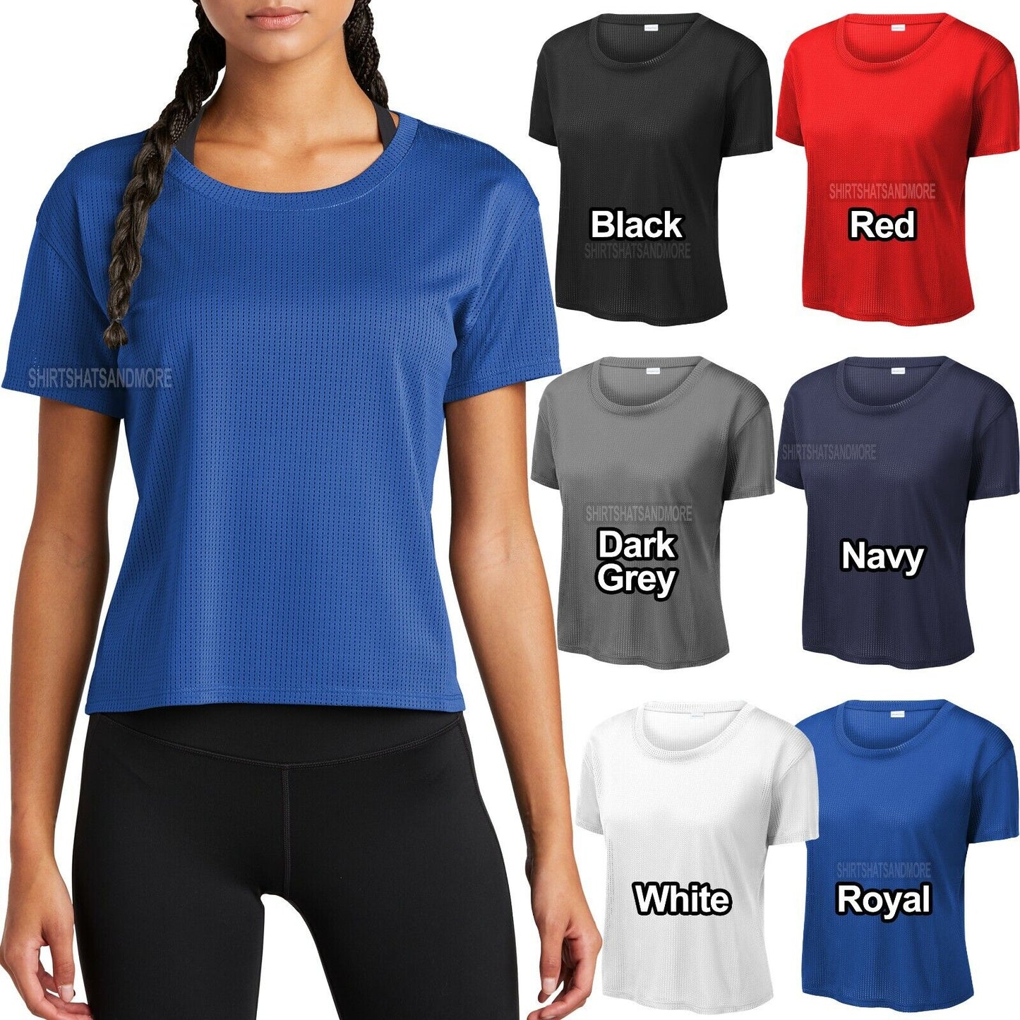 Ladies Tri Blend Crop T-Shirt Moisture Wicking S-XL 2XL, 3XL, 4XL Womens Gym