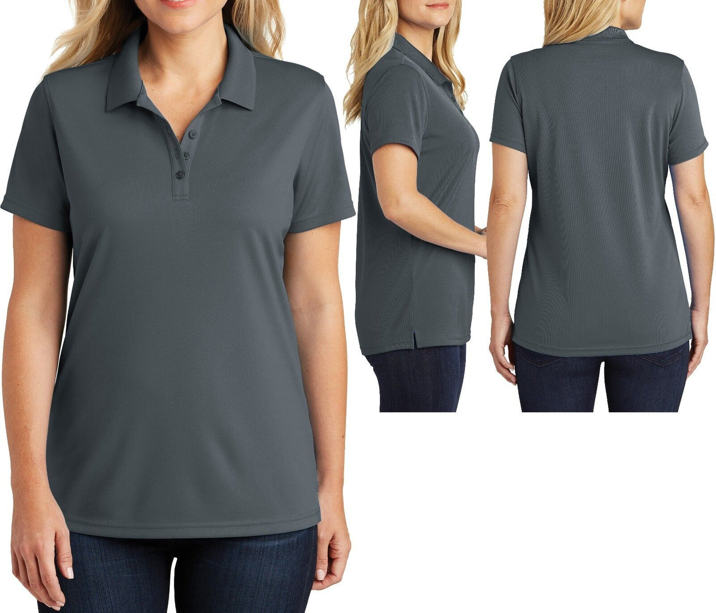 Ladies Plus Size UV30 Polo Shirt Moisture Wick Mini Mesh Womens Top XL 2X 3X 4X