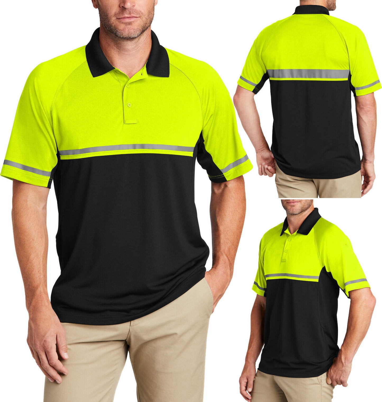 Mens Lightweight Enhanced Visibility Polo Snag Proof Moisture Wicking XS-4XL NEW