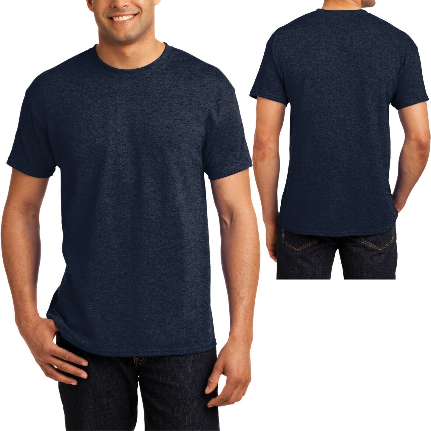 Mens Hanes Heather Tee 5.2 oz Cotton/Polyester Soft Blended T Shirt S-4XL NEW!