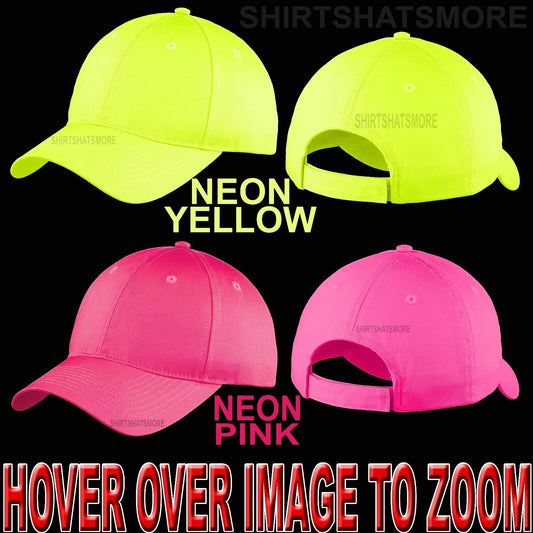 NEON Blank Unstructured Hat Unisex Baseball Cap Low Profile Adjustable Golf NEW