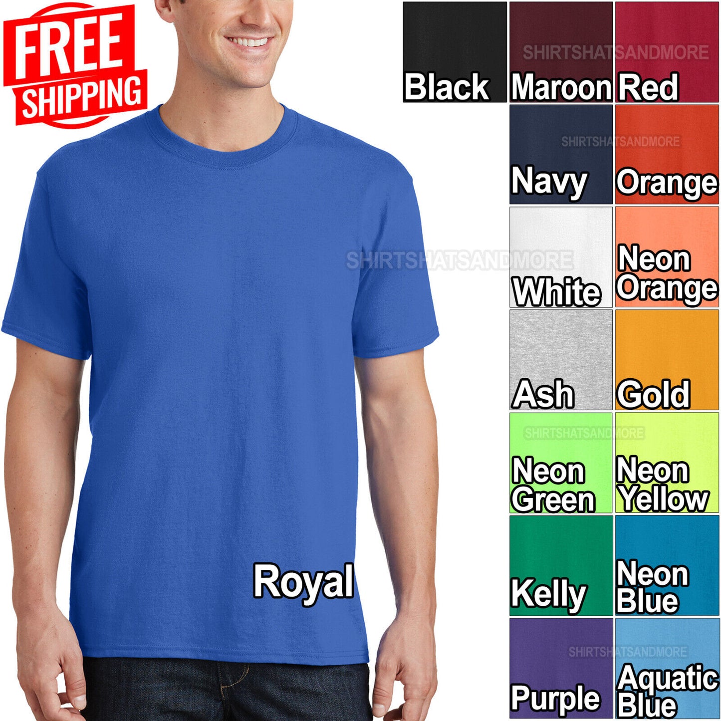 TALL Mens 100% Cotton Tee Classic Fit T-Shirt LT, XLT, 2XLT, 3XLT, 4XLT NEW!