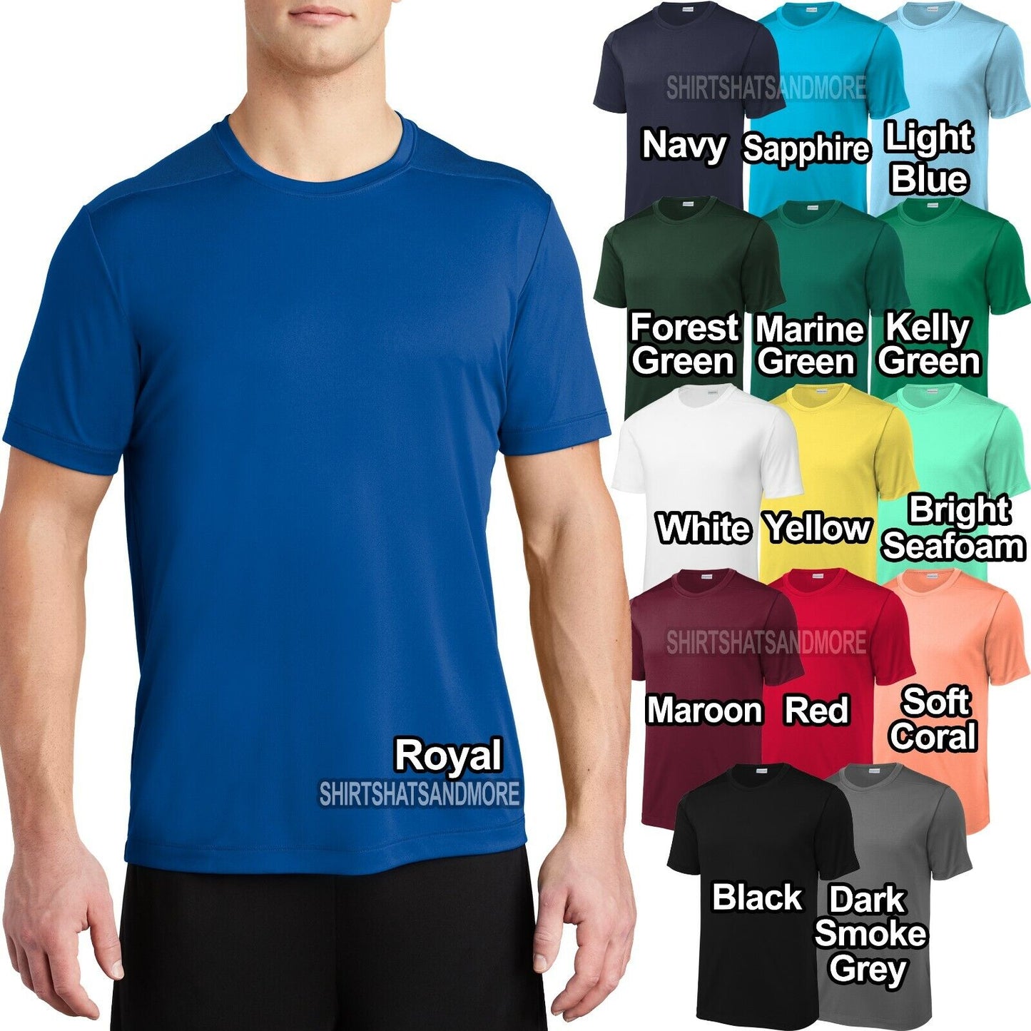 Mens Fishing T-Shirt UPF 50 Boat UV Moisture Wicking XS-XL 2X, 3X, 4X