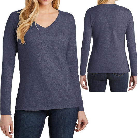 Ladies Long Sleeve T-Shirt VNeck Soft Preshrunk Cotton Womens Tee XS-XL 2X 3X 4X