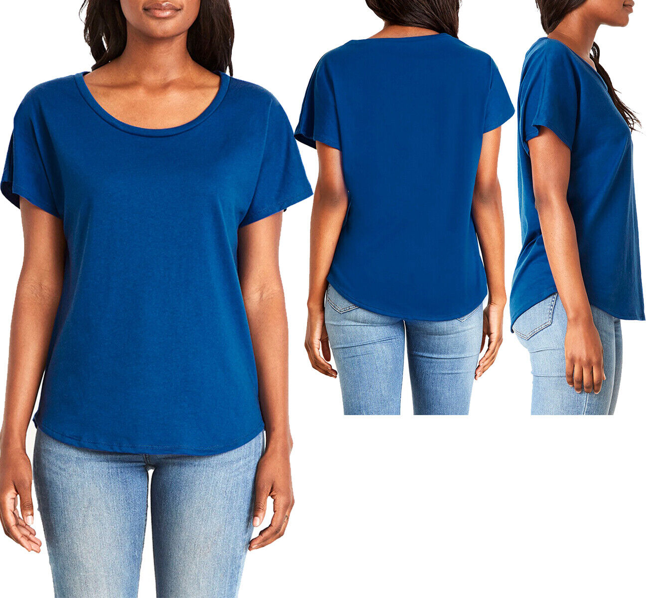 Ladies Dolman T-Shirt Cotton/Poly Relaxed Fit Womens Top Tee XS-XL, 2XL, 3XL