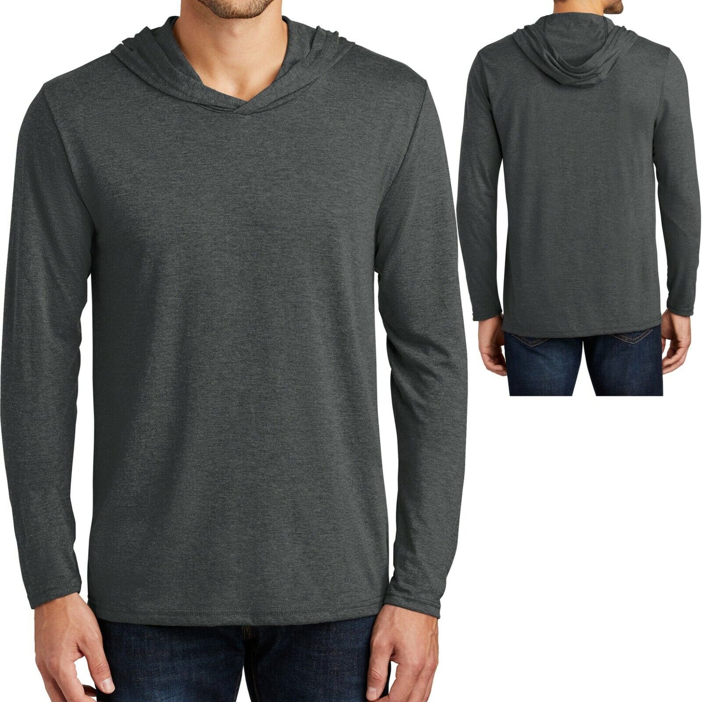 Mens Lightweight Hoodie T-Shirt Long Sleeve Hoody Soft Tee S-XL 2XL, 3XL, 4XL