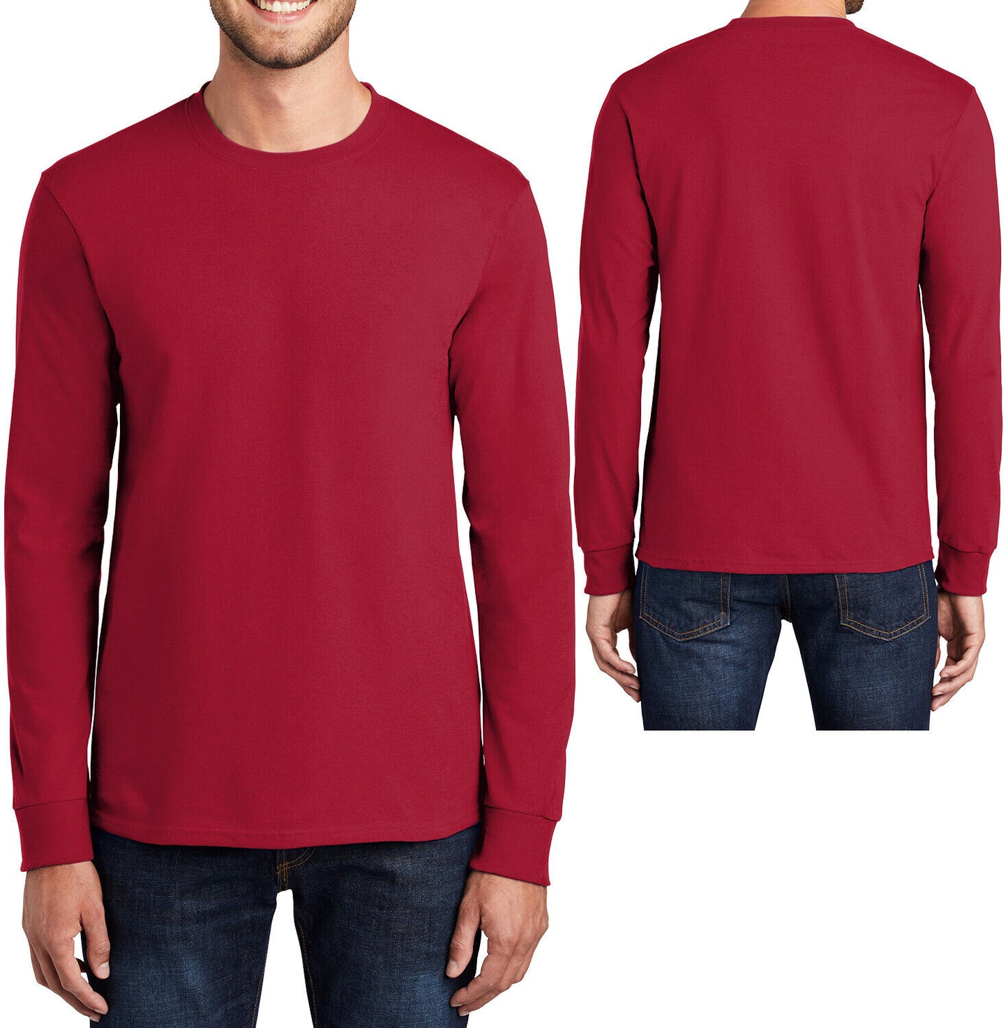 Mens 100% Soft Cotton Big & TALL Long Sleeve T-Shirt Crewneck Tee LT-4XLT NEW!