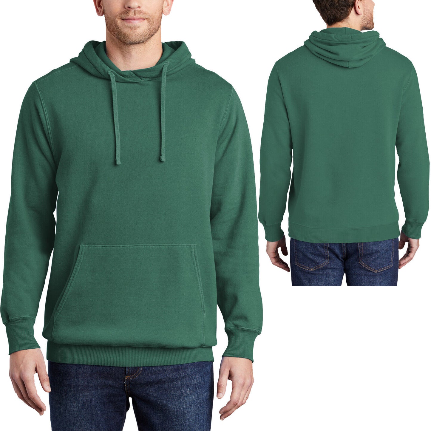 Mens Garment-Dyed Beach Wash Hoodie Sweatshirt Soft Comfortable Pullover Hoody