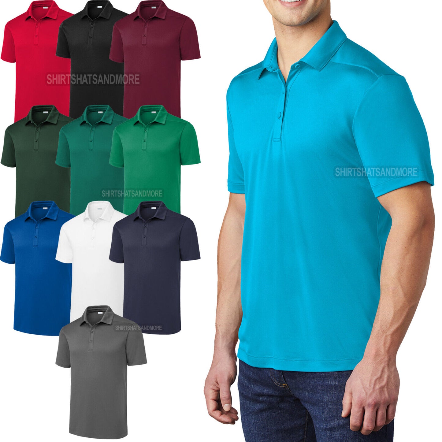 BIG Mens Moisture Wicking Polo Shirt UV Sun Protection Dri Fit UPF50 Golf XL-4XL