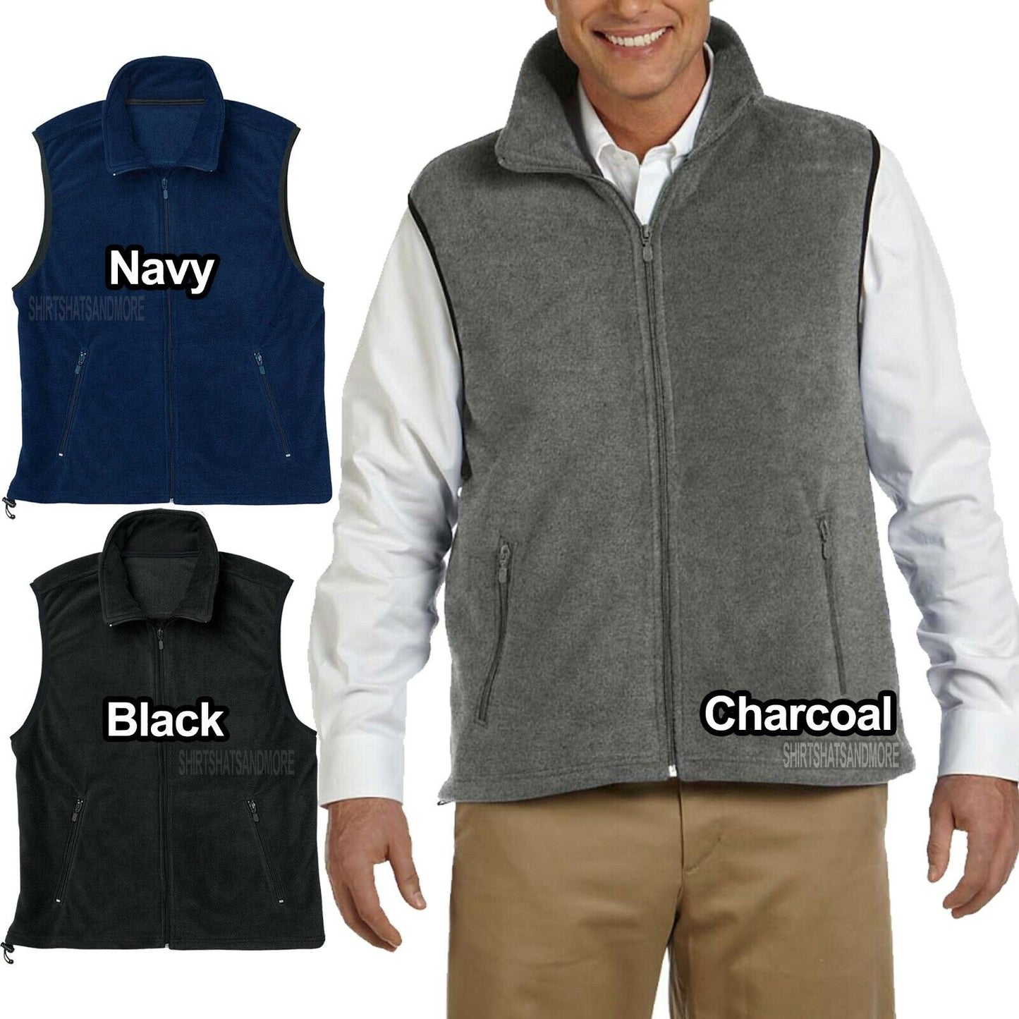 BIG MENS Polar Fleece Vest Sleeveless Jacket Soft Warm Winter XL, 2XL, 3XL, 4XL