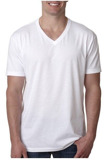 Mens Soft Preshrunk Blended V-Neck Jersey Tee Slightly Heathered CVC T-Shirt NEW