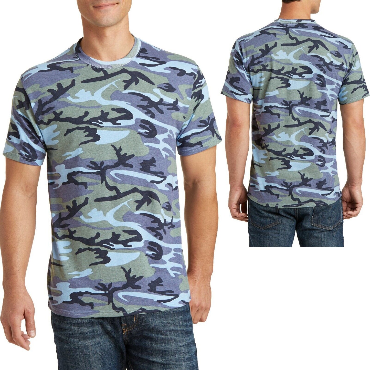 Mens CAMO T-Shirt Pigment Dyed PRESHRUNK Cotton S, M, L, XL, 2XL, 3XL, 4XL NEW