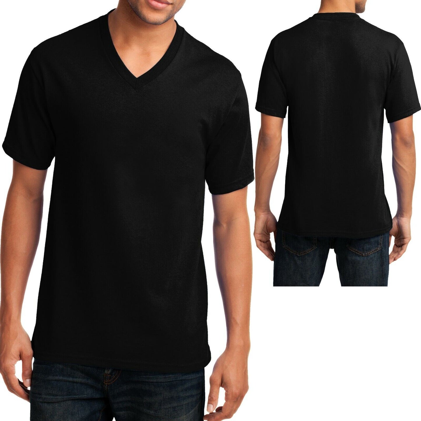 Mens V-Neck T-Shirt Cotton Blend Including NEONS Sizes S M L XL 2XL 3XL 4XL NEW