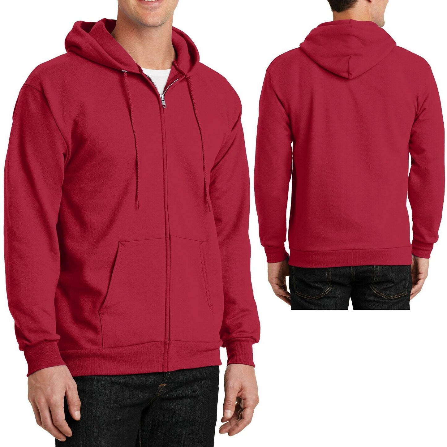 Mens TALL FULL ZIP Hoodie Hooded Sweatshirt LT XLT 2XLT 3XLT 4XLT