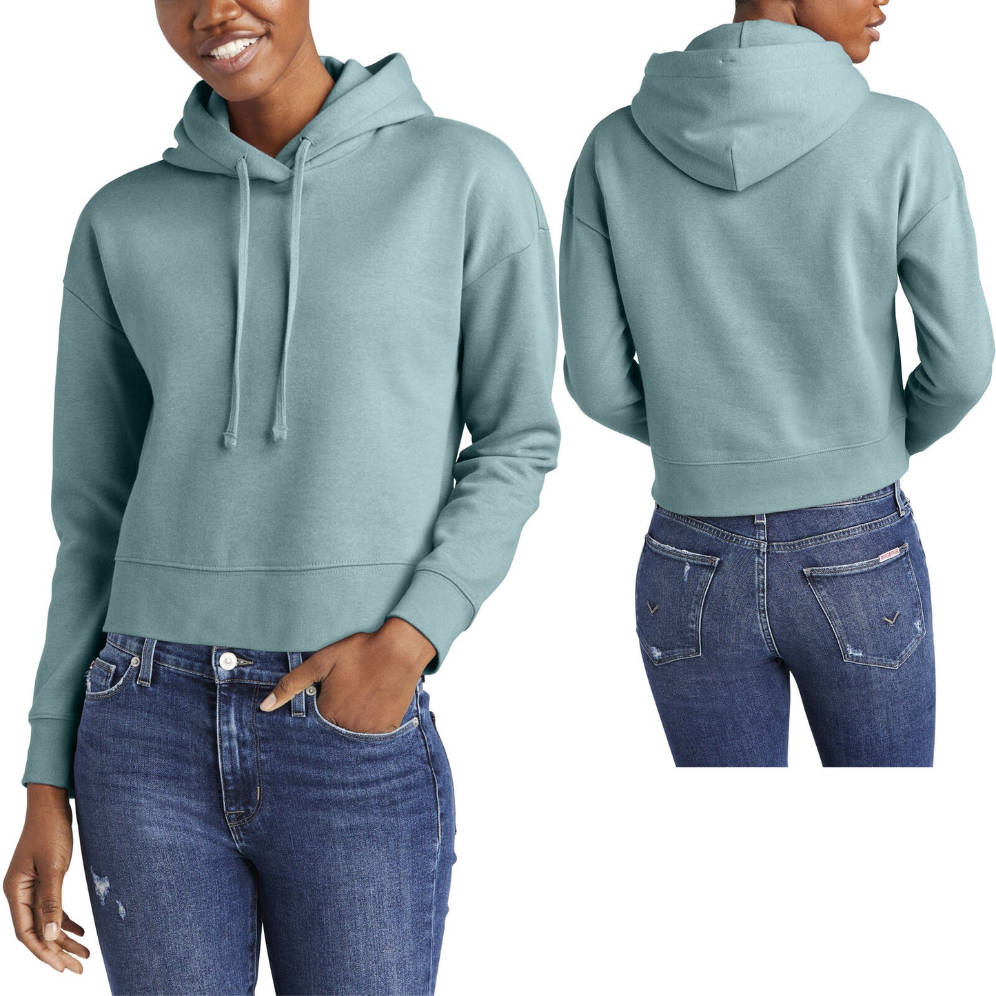 Ladies Plus Size Cropped Fleece Hoodie Women Long Sleeve Hooded Sweatshirt XL-4X