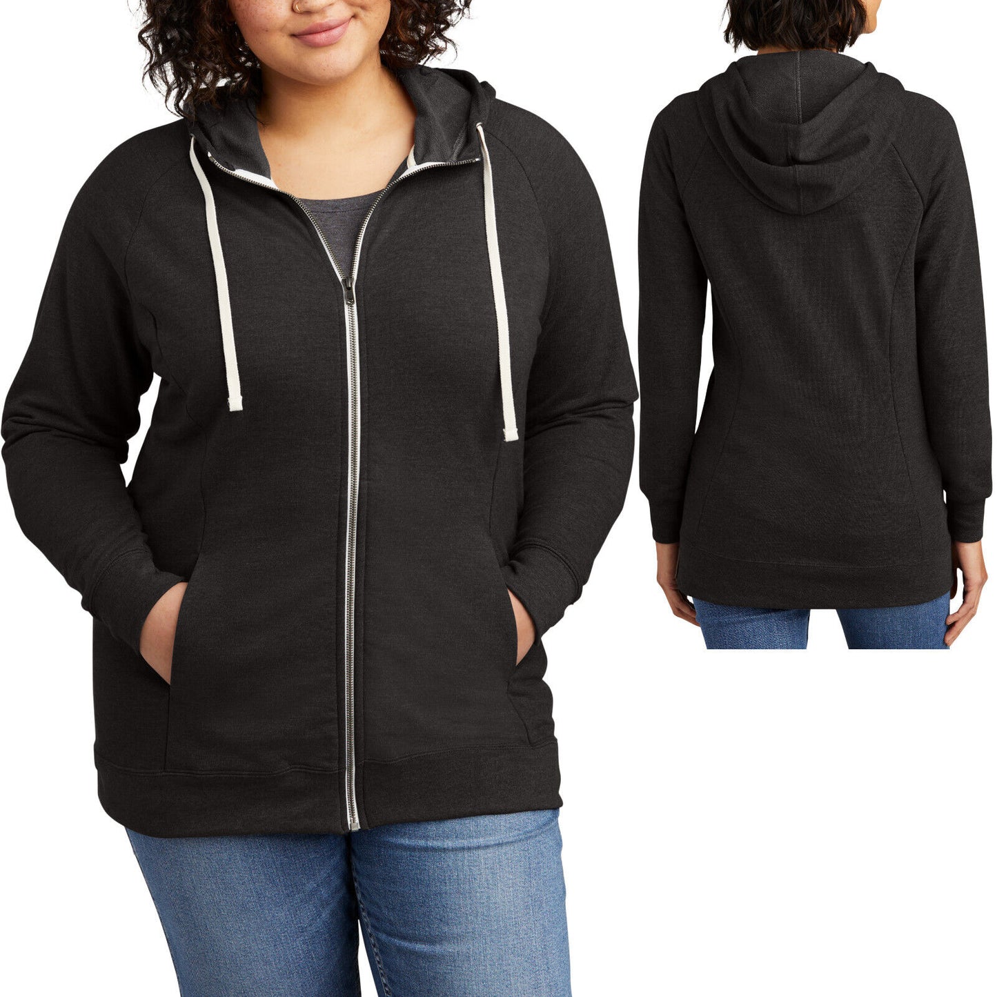 Ladies Plus Size French Terry Blend FullZip Hoodie Jacket W/ Pockets Women XS-4X