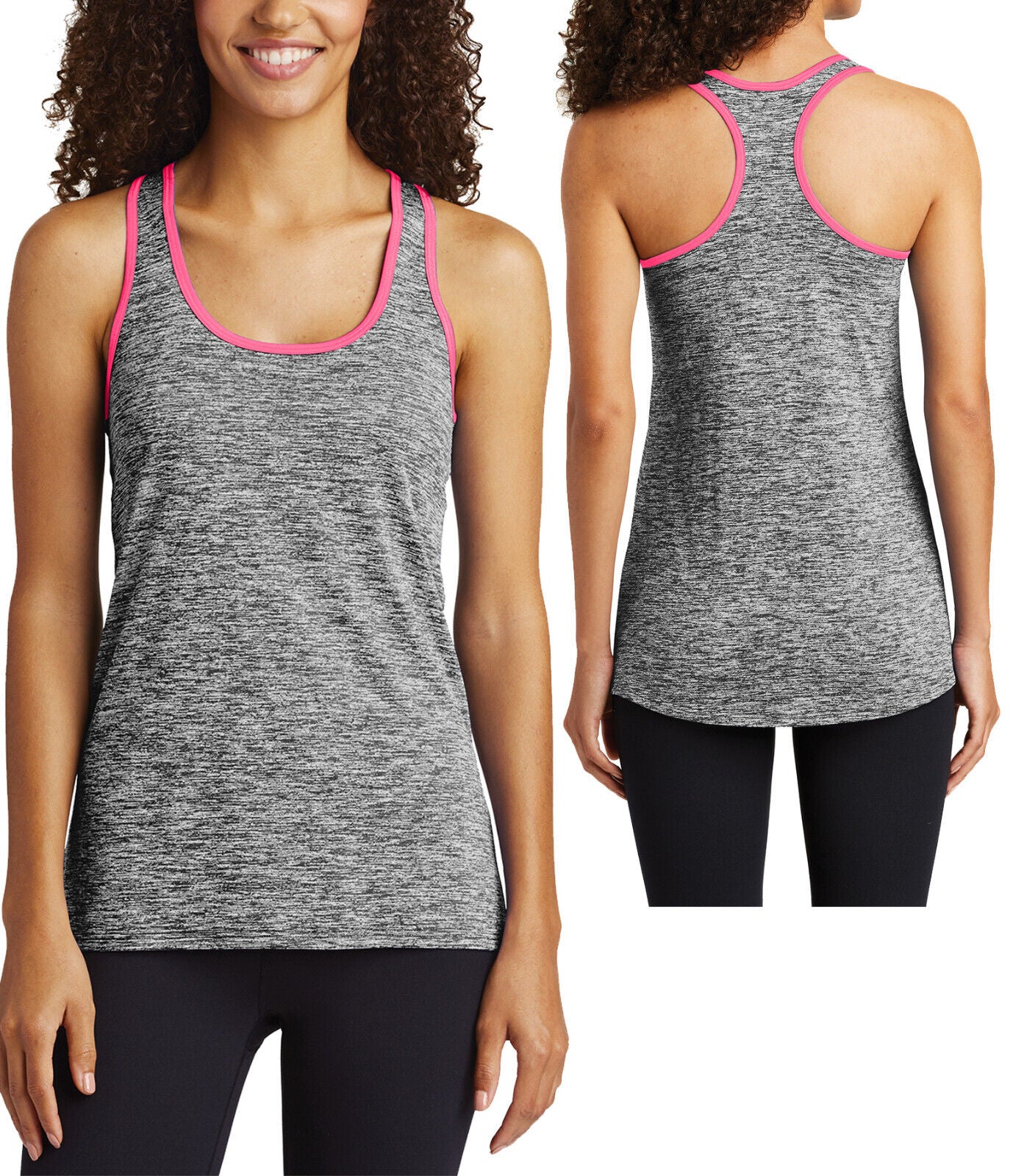 Womens Electric Heather Moisture Wicking Racerback Tank Top Ladies XS-4XL NEW!