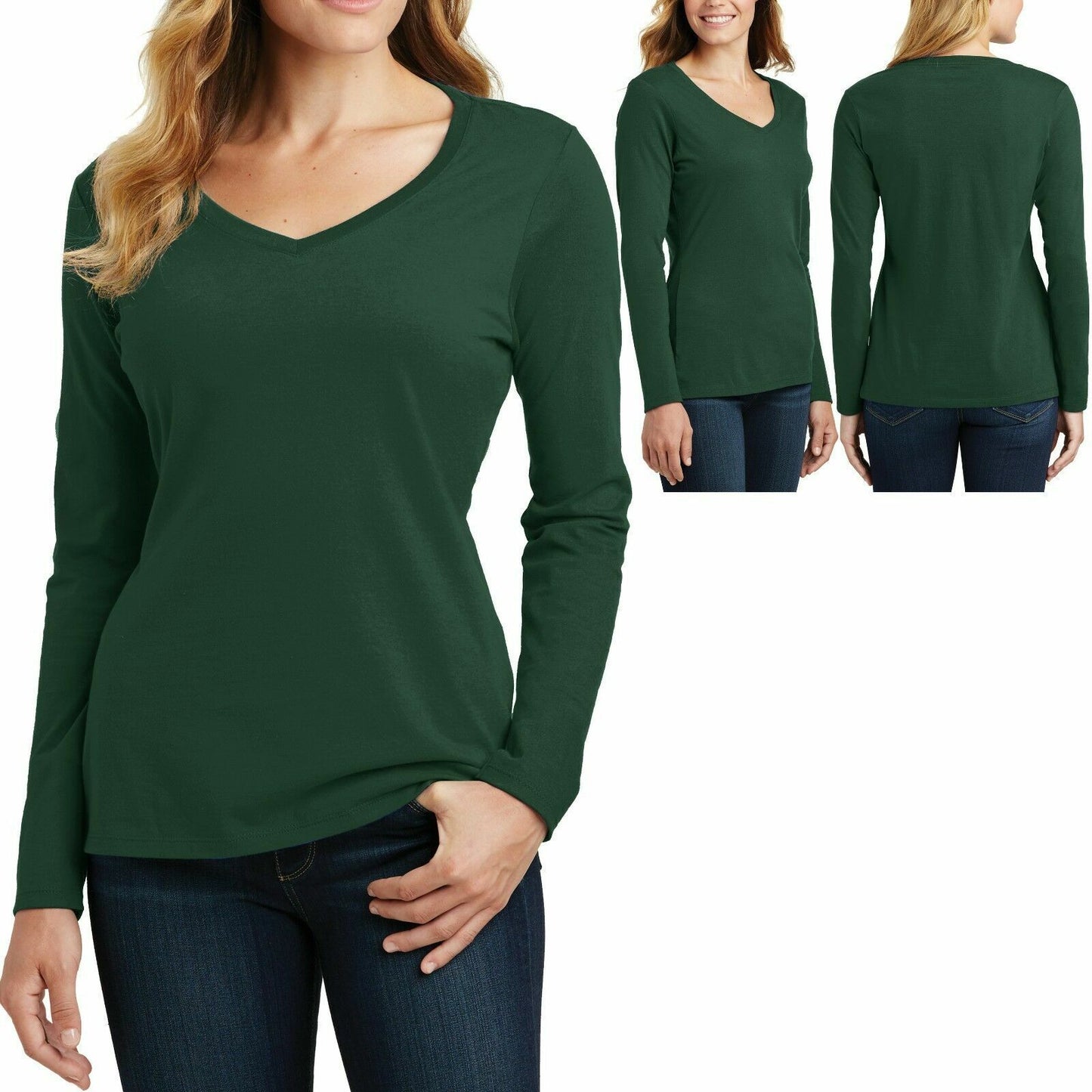 Ladies Plus Size Long Sleeve V-Neck T Shirt Cotton Womens Top Tee XL, 2X, 3X, 4X