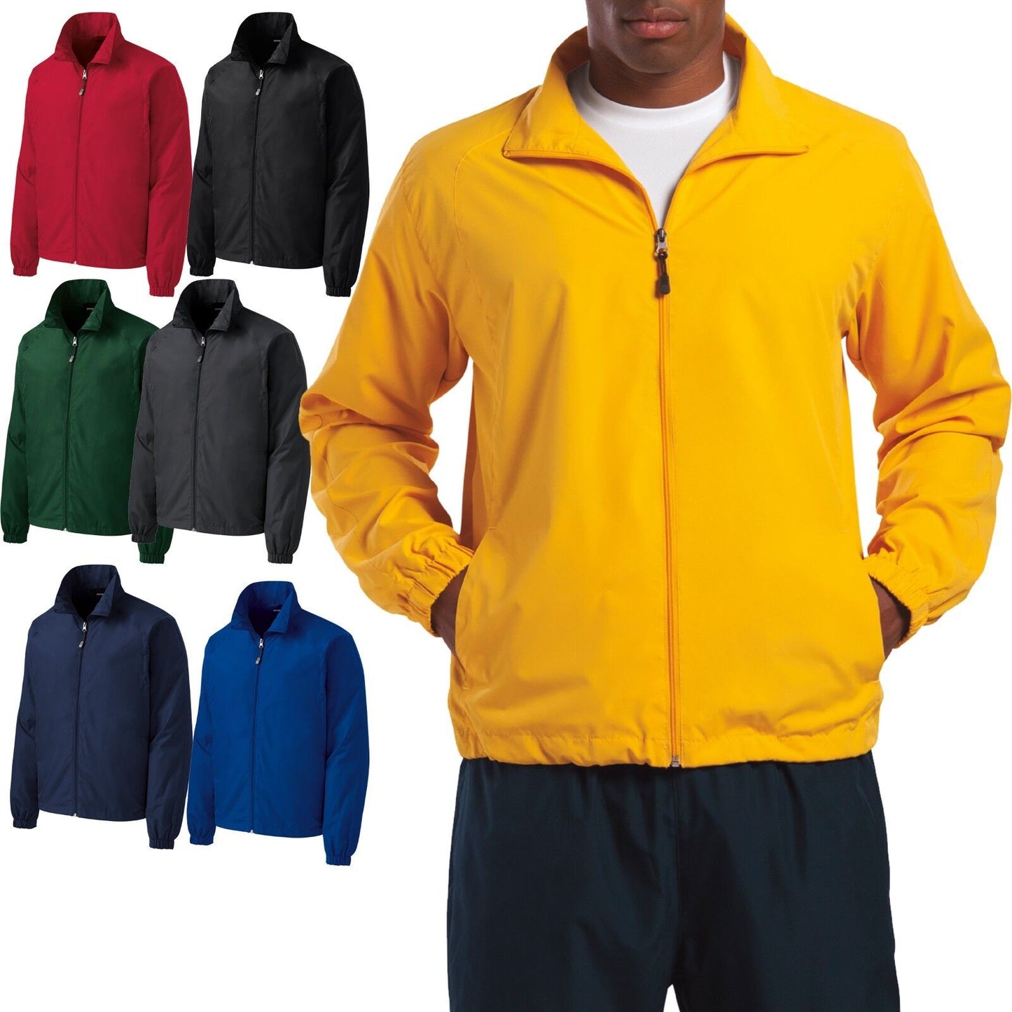 Mens Wind Breaker Jacket Lined Water Repellent Pockets XS-XL 2XL 3XL 4XL 5XL 6XL