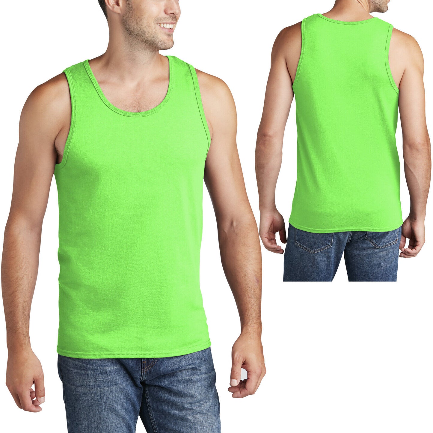 Mens Solid Tank Top 100% Preshrunk Cotton Includes NEONS S M L XL, 2XL, 3XL, 4XL