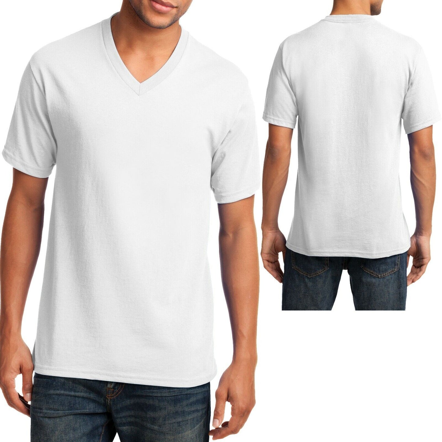 Mens V-Neck T-Shirt Cotton Blend Including NEONS Sizes S M L XL 2XL 3XL 4XL NEW