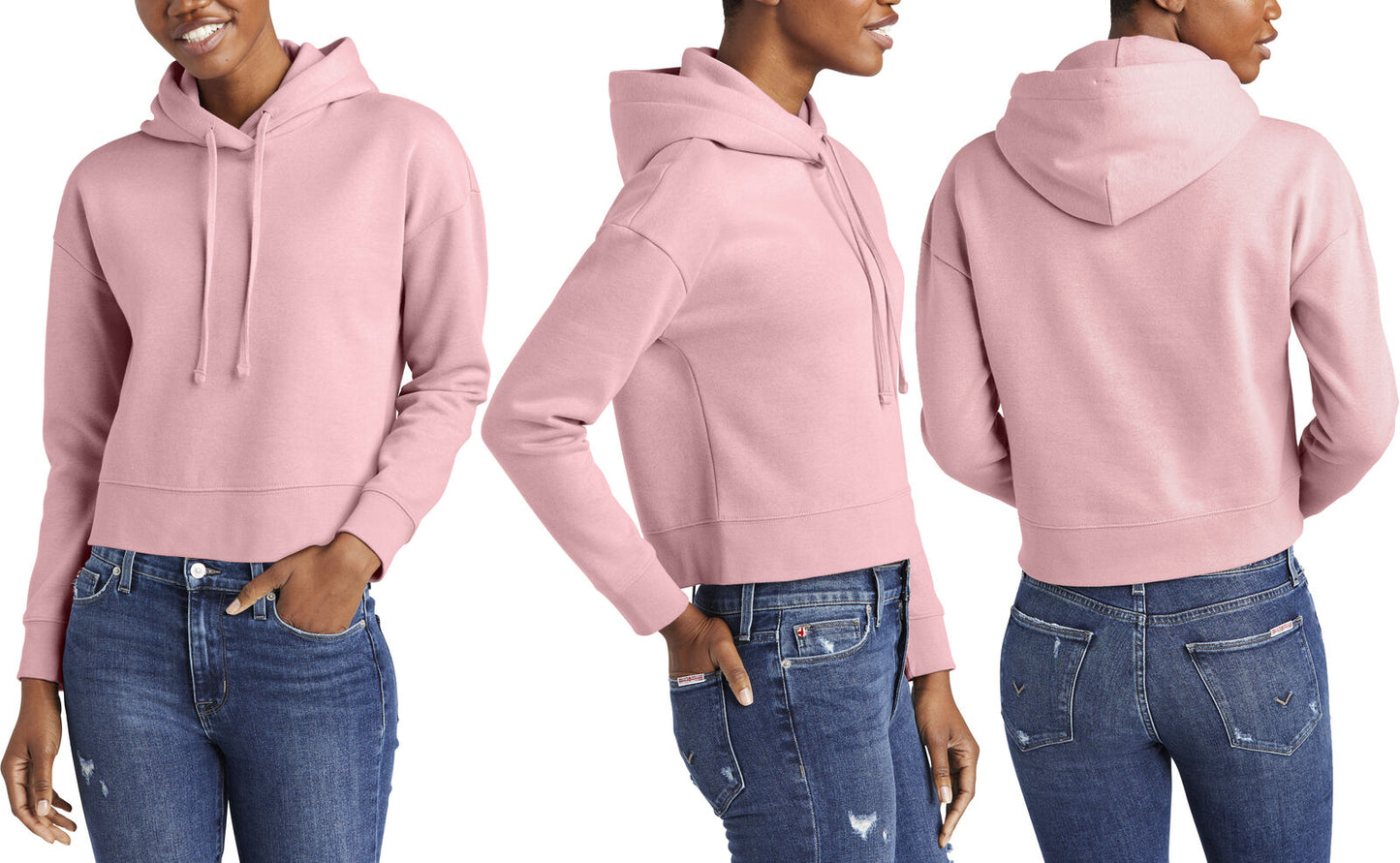 Ladies Plus Size Cropped Fleece Hoodie Women Long Sleeve Hooded Sweatshirt XL-4X