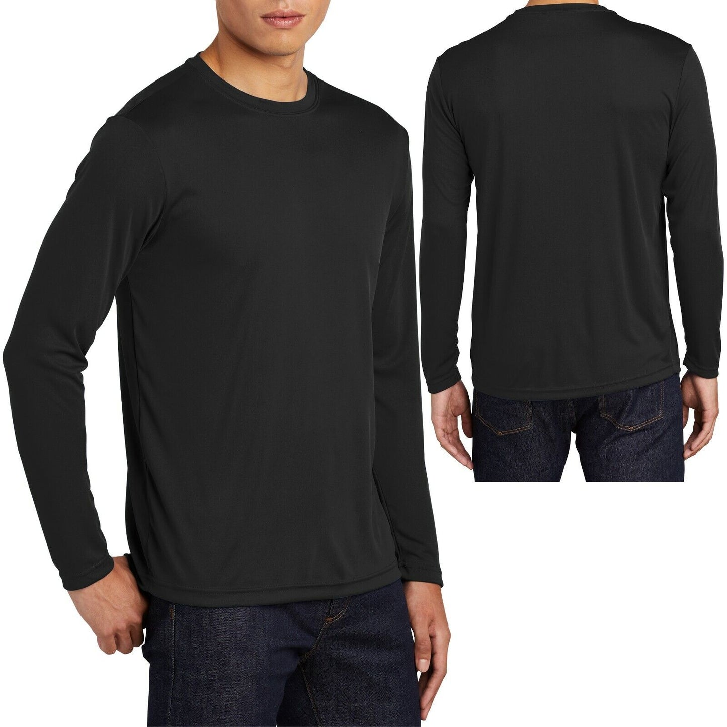 Mens TALL Long Sleeve Moisture Wick DriFit Tee T-Shirt LT XLT 2XLT 3XLT 4XLT NEW