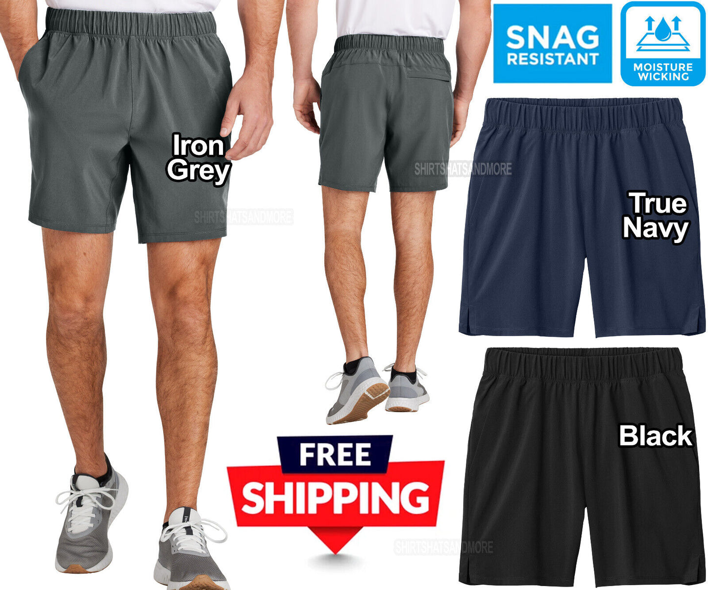 Mens 7" Moisture Wicking Snag Resistant Shorts Gym Exercise Workout Run XS-4XL