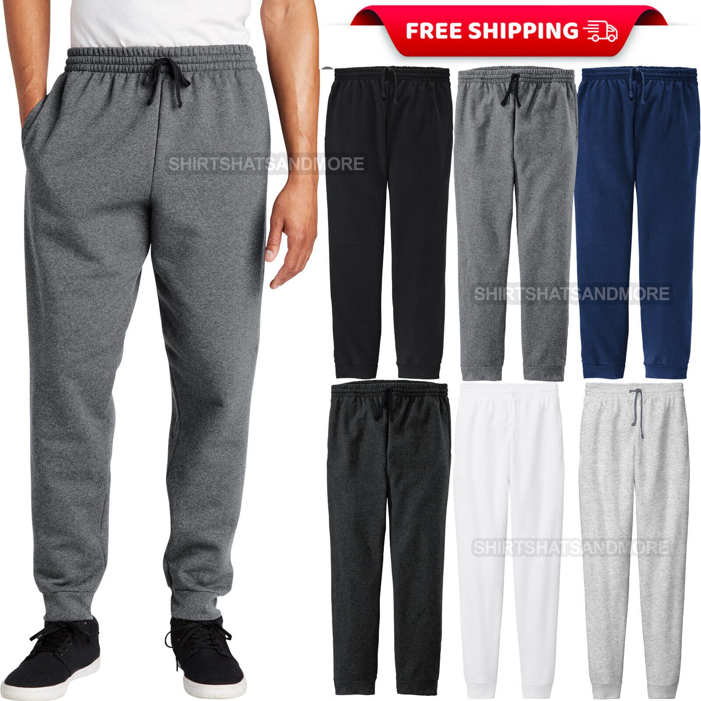 Jerzees Mens Fleece Jogger Blended Sweatpants Pill Resistant S-3XL NEW!