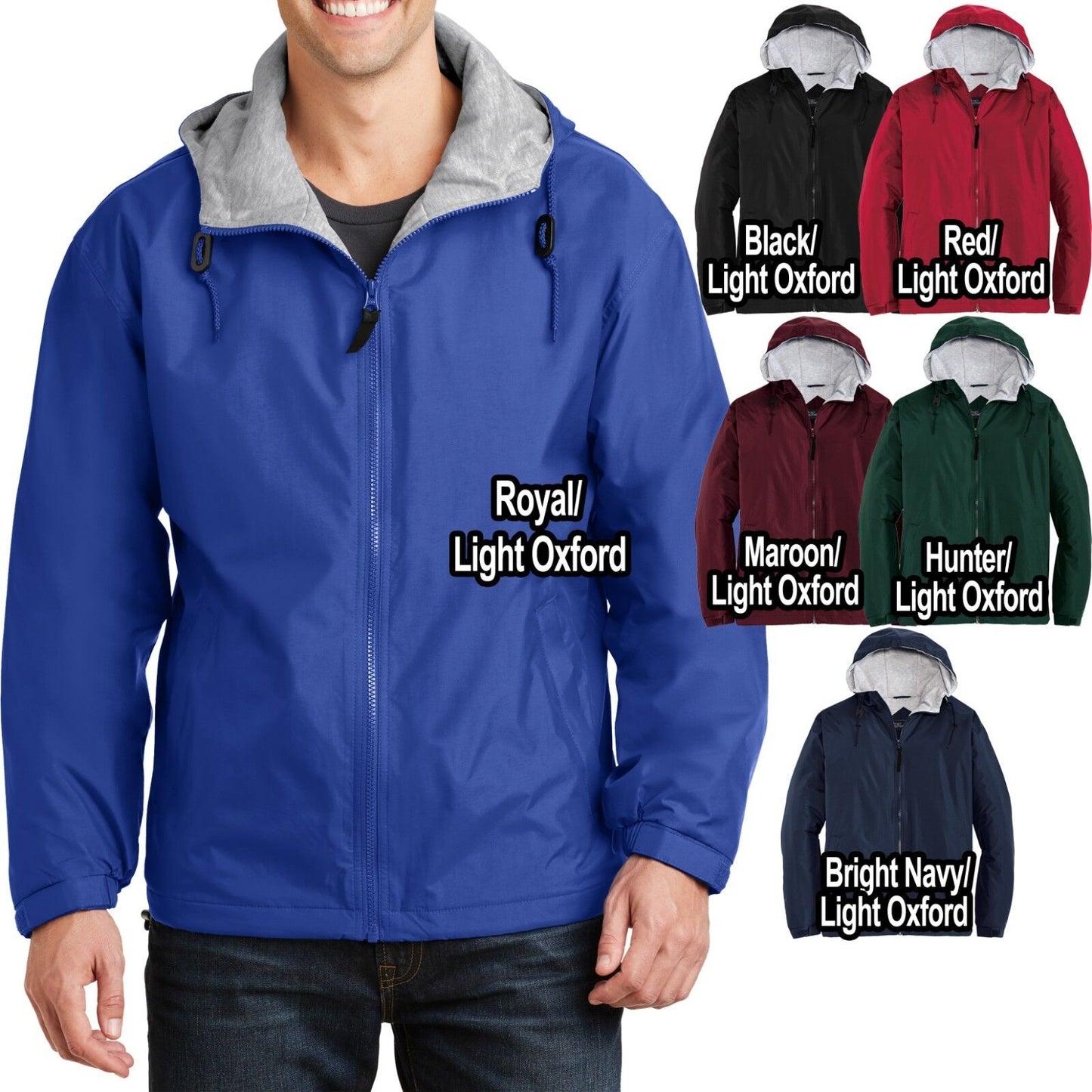 Big Mens Hooded Jacket Water Repellent Sweatshirt Fleece Lined Coat XL 2X 3X 4X