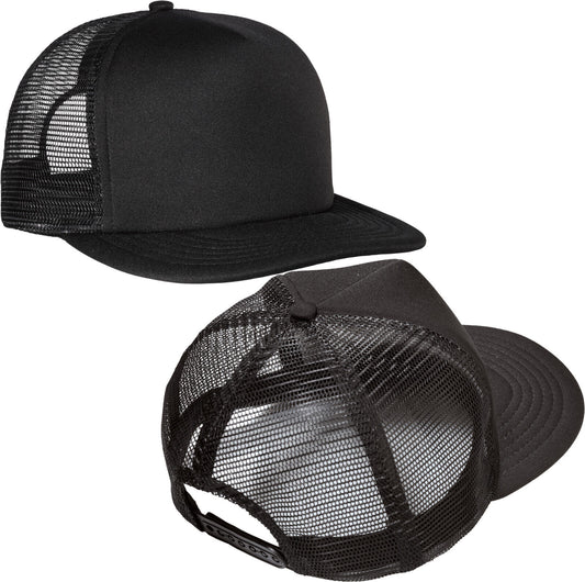 Mens Flat Bill Snapback Trucker Cap High Profile Mesh Back Hat Many Options NEW!