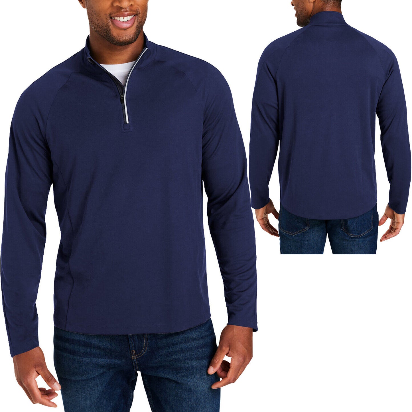 Mens 1/4 Zip Moisture Wicking Pique Pullover UV Protection Antimicrobial S-5XL