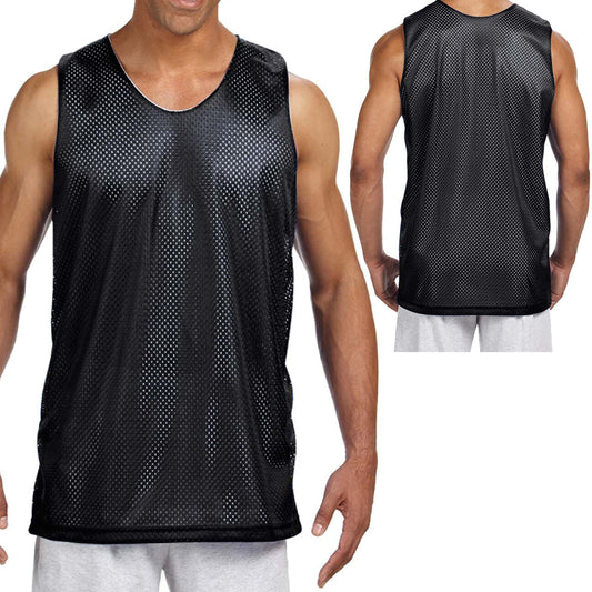 Mens Mesh Reversible Tank Wicking Basketball Sports Gym Jersey Shirt S-2XL 3XL