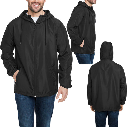 Mens Lightweight Windbreaker Water Resistant Hooded Jacket Rain Wind S-3XL NEW!