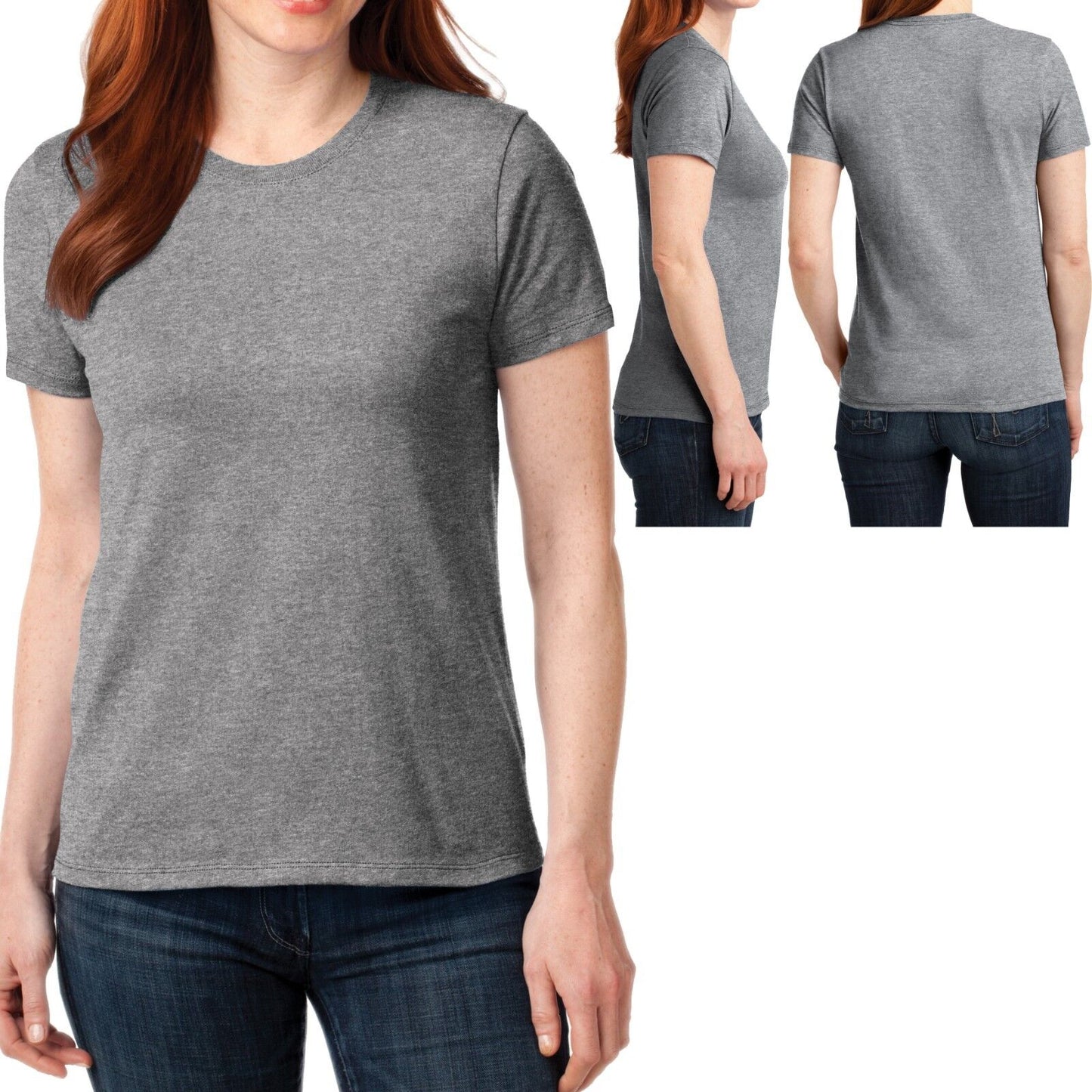 Womens Plain Basic T-Shirt Cotton Poly Blend Feminine Fit Ladies Tee Top XS-4XL