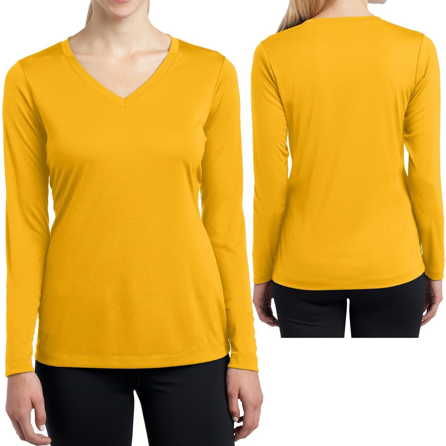 Ladies Long Sleeve T-Shirt V-Neck Moisture Wicking Base Layer Womens XS-XL 2X-4X