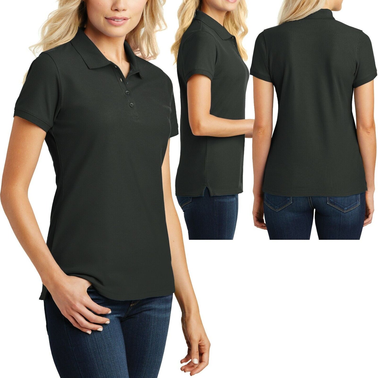 Ladies Plus Size Polo Shirt Cotton/Poly 4 Button Womens Top XL 2XL 3XL 4XL NEW