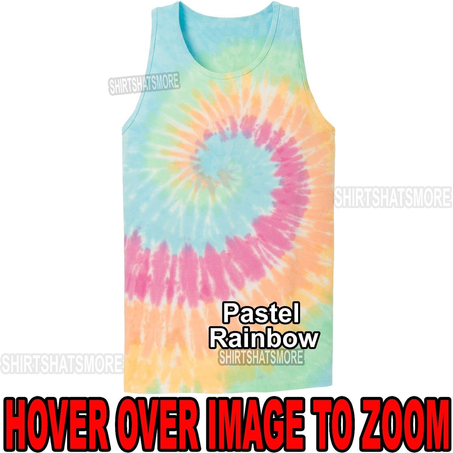 Mens Tie Dye TANK TOP PASTEL Spiral Tye Die Sleeveless T-Shirt S-XL 2X, 3X, 4X