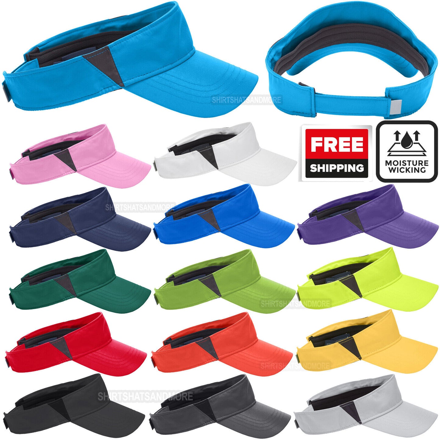 Mens Women Contrast Visor With Reflective Tab Moisture Wicking Hat 15 Colors NEW