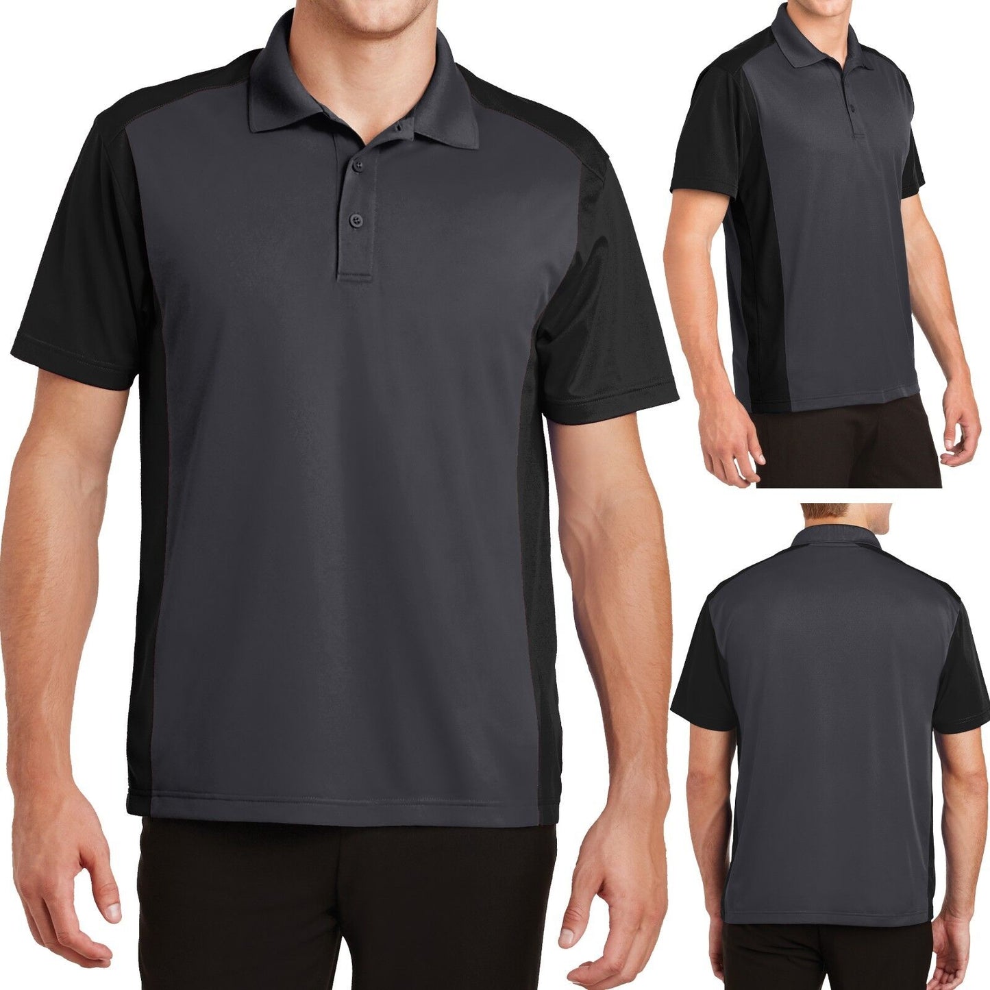 MENS Two Tone Polo Shirt Moisture Wicking Dri Fit Sport-Wick XS-XL 2X 3X 4X NEW