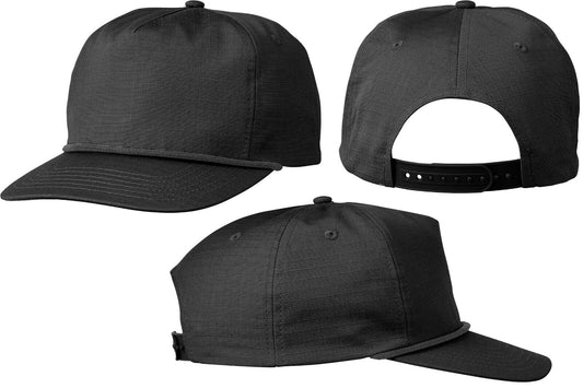 Mens Rope Lariat Hat Cotton Semi-Structured Flat Bill Snapback 5 Panel Cap NEW!