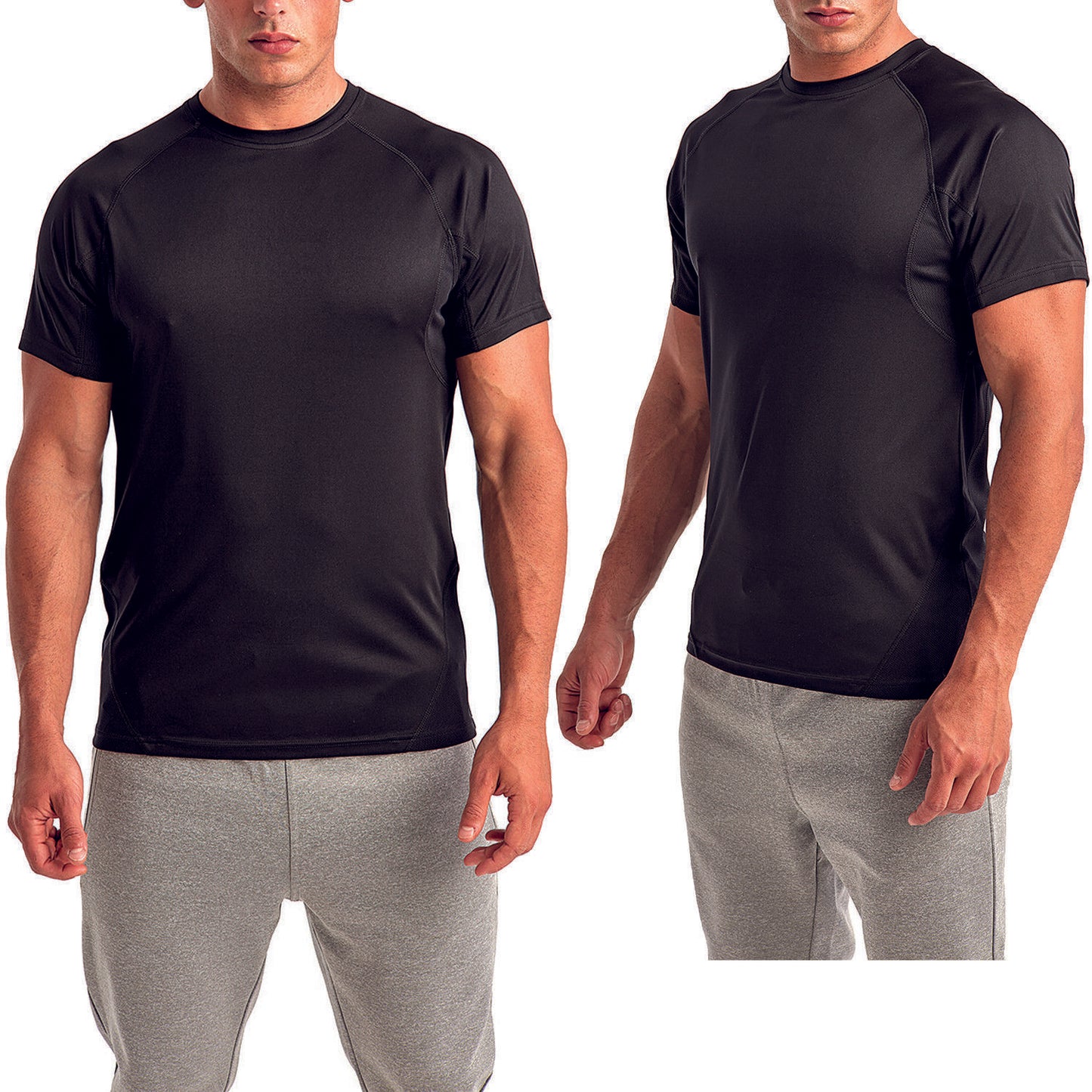 Mens Panelled UPF 40+ Moisture Wicking T-Shirt Dry Fit Work Out Exercise Tee NEW