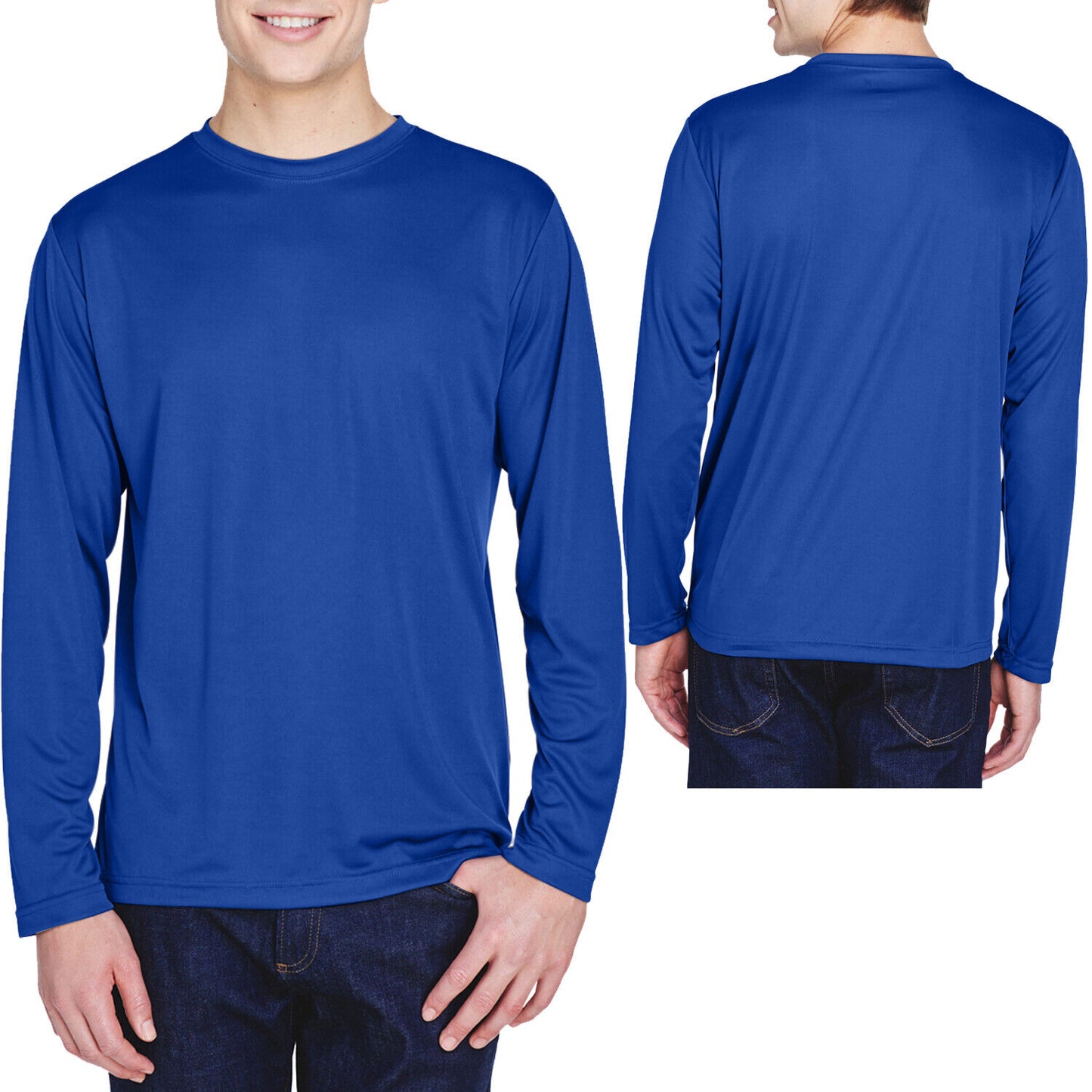 Mens Long Sleeve Fishing T-Shirt UPF 40+ Boat UV Moisture Wicking XS-XL 2X 3X 4X