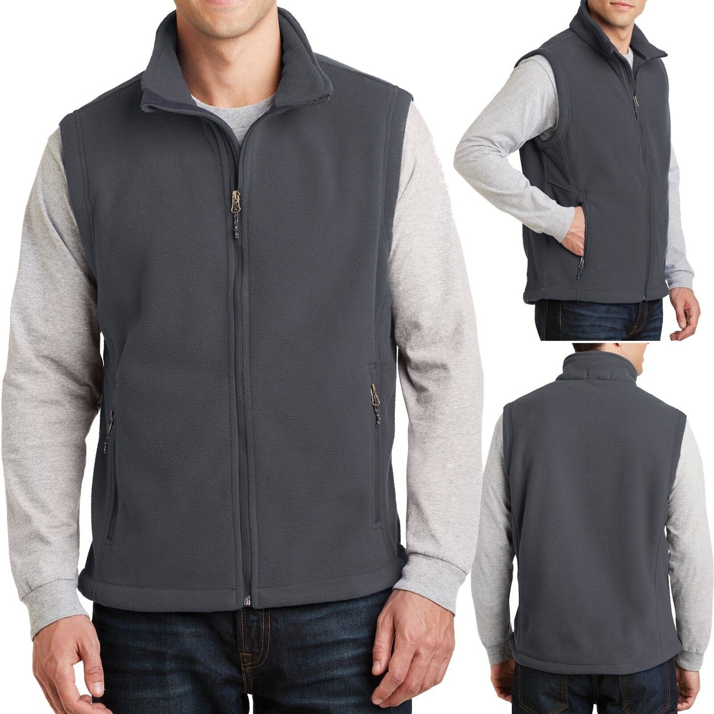 Big Mens Polar Fleece Vest Zippered Pockets Warm XL, 2XL, 3XL, 4XL NEW