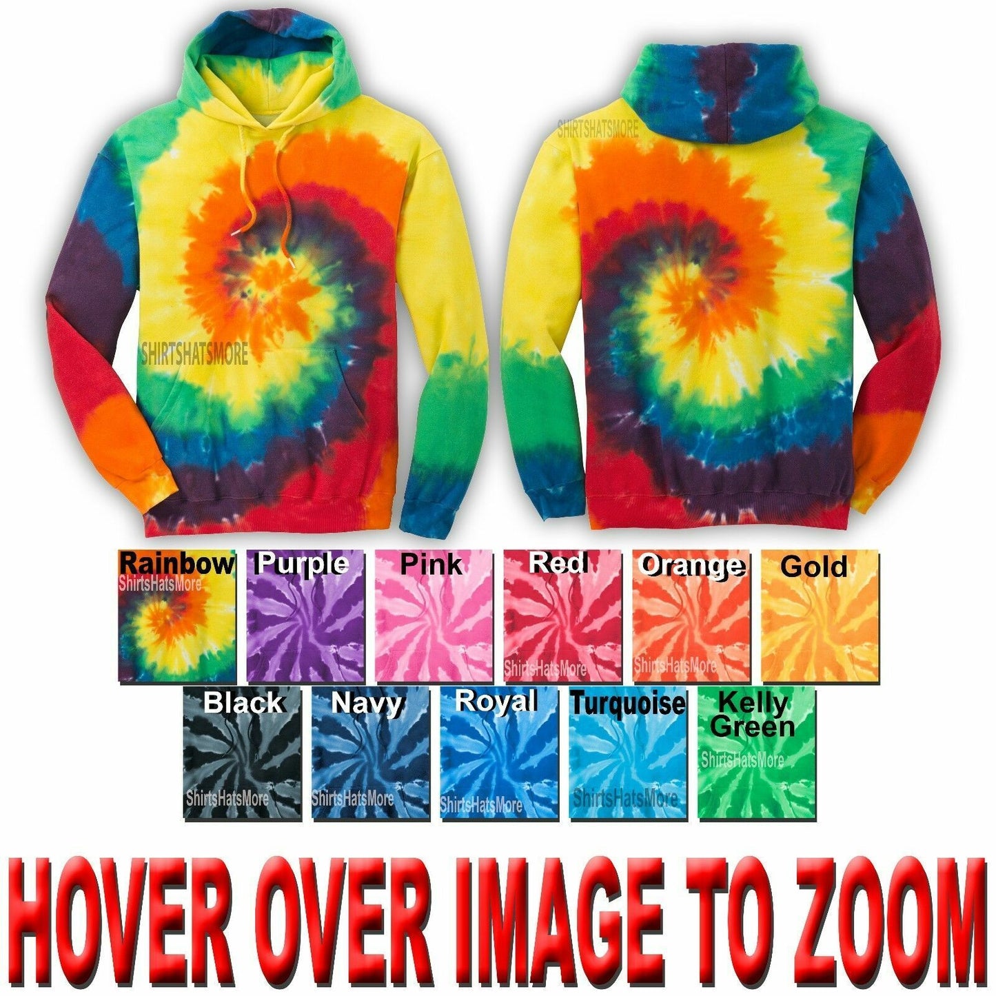 Mens Tie Dye Adult Hoodie Hooded Sweatshirt S M L XL 2X 3X 4X  11 COLORS NEW