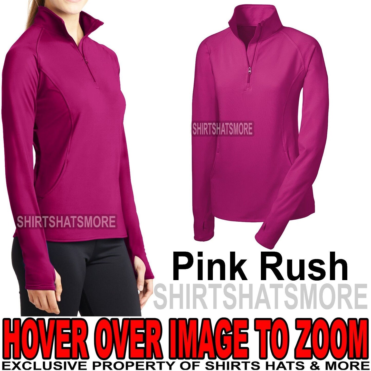 Ladies 1/2 Zip Pullover Jacket Stretch Yoga Run Women XS-XL 2XL, 3XL, 4XL NEW