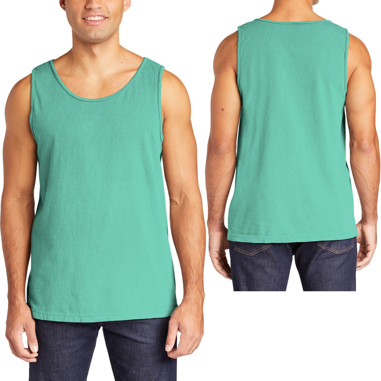 Mens Heavyweight 100% Soft Cotton Tank Top Sleeveless Tee Garment Washed XS-3XL