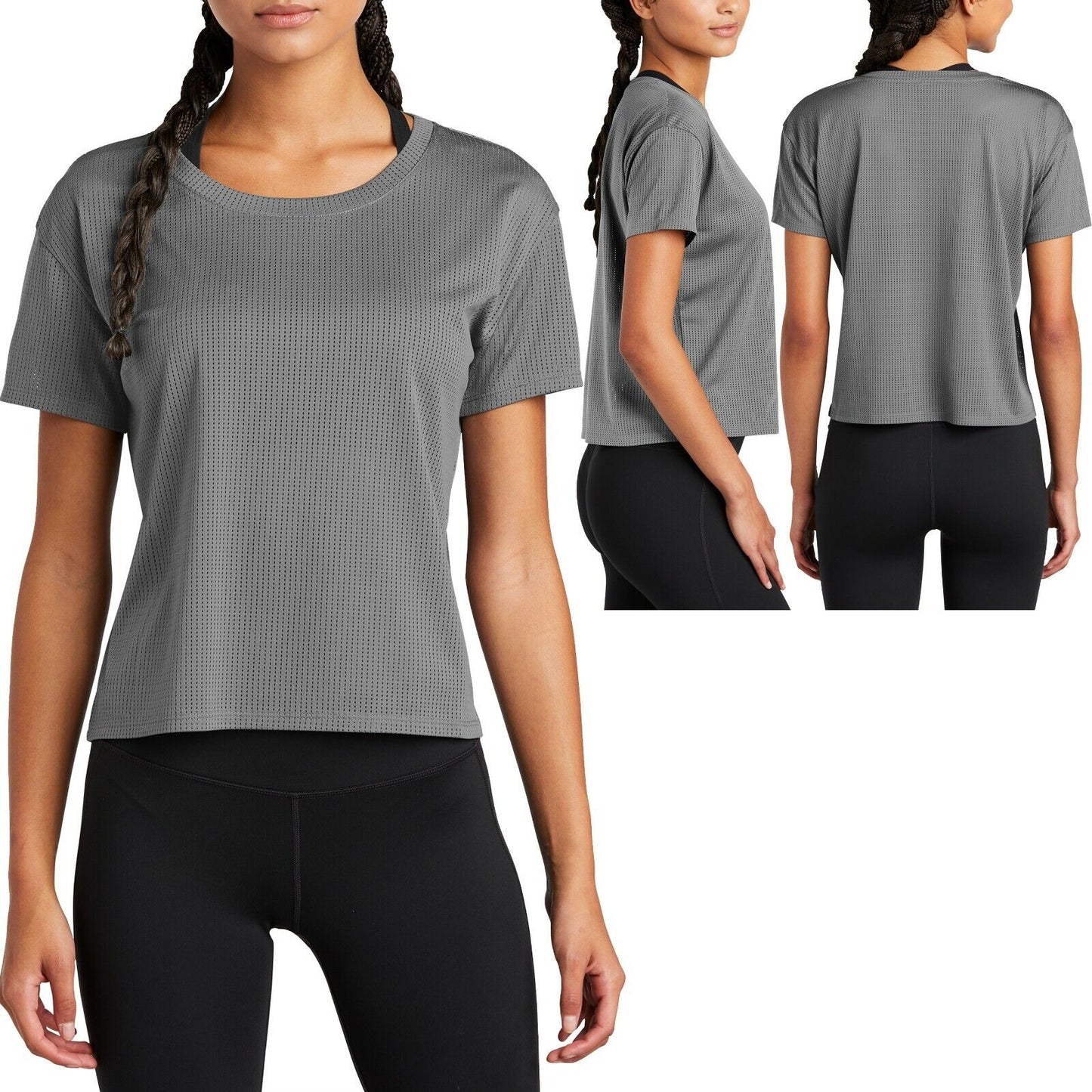 Ladies Tri Blend Crop T-Shirt Moisture Wicking S-XL 2XL, 3XL, 4XL Womens Gym