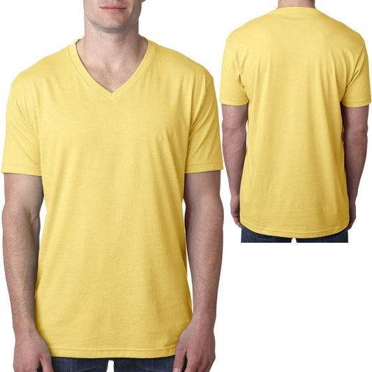 Mens Soft Preshrunk Blended V-Neck Jersey Tee Slightly Heathered CVC T-Shirt NEW